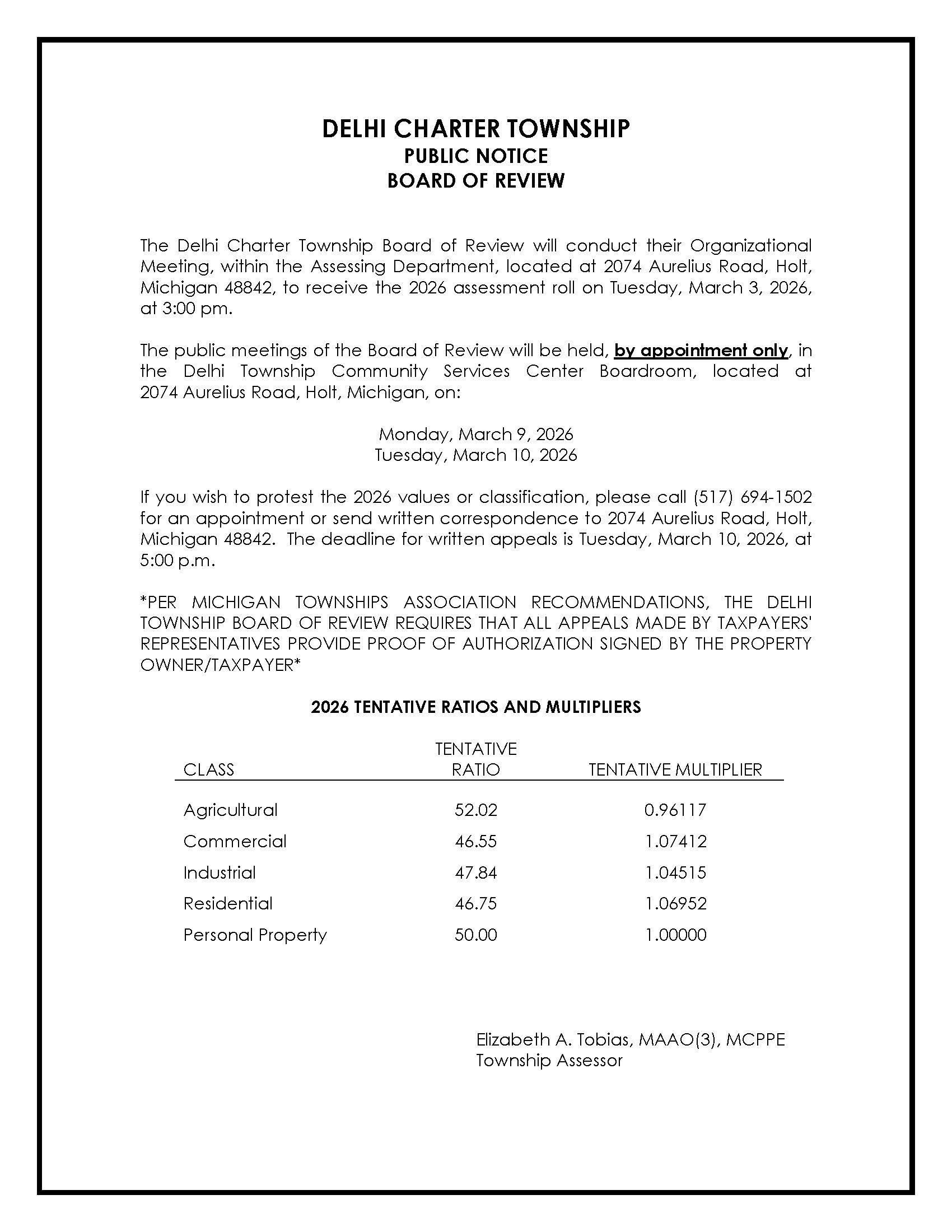 2026 Board of Review Information