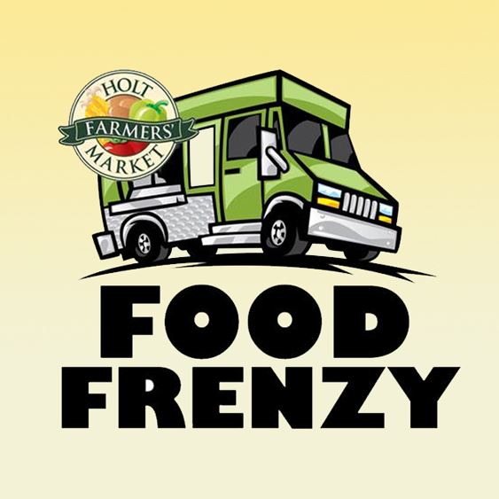 Food Frenzy Logo. Green Food Truck with Farmers' Market Logo.