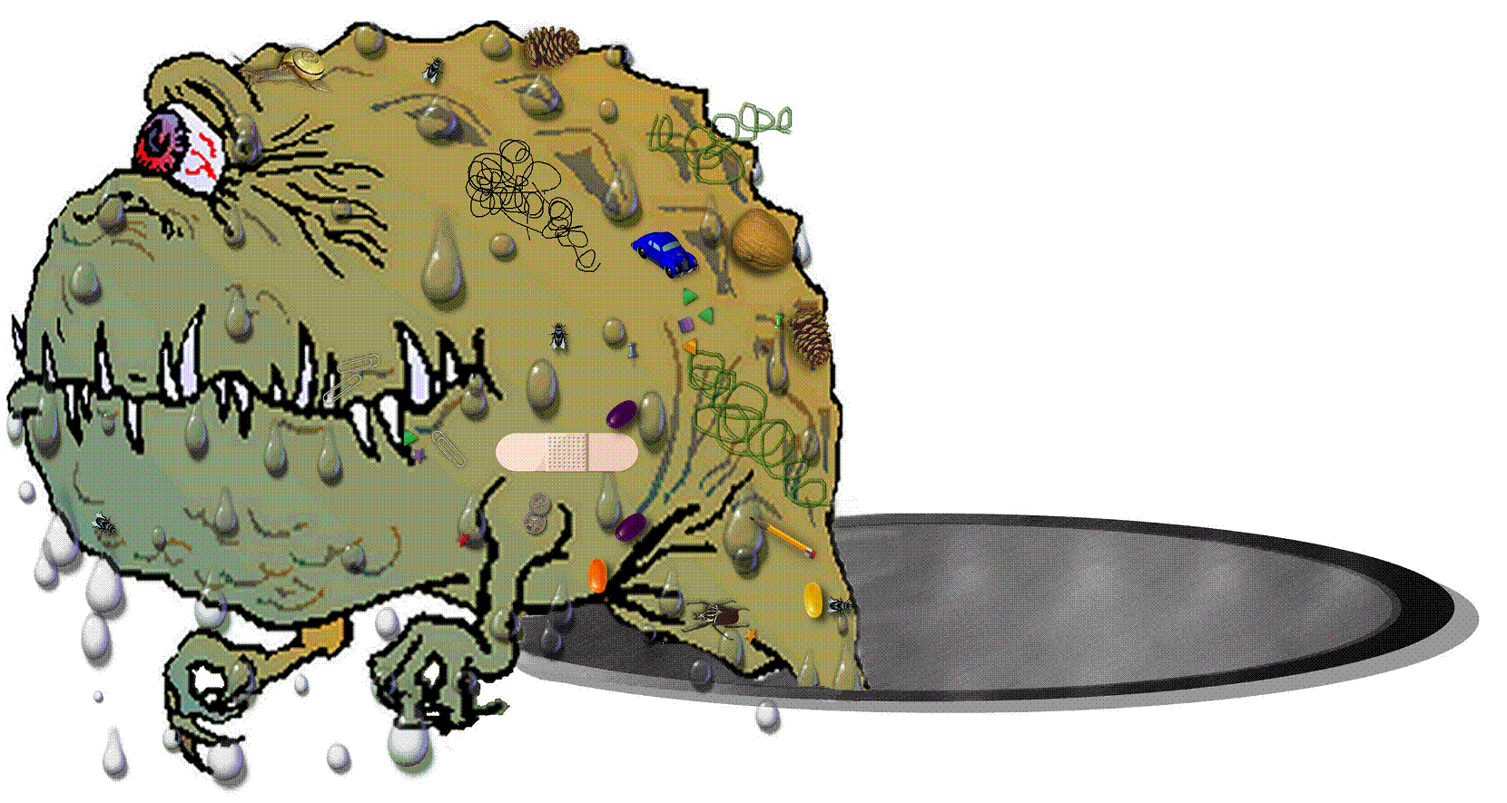 Image of a cartoon monster in sewer